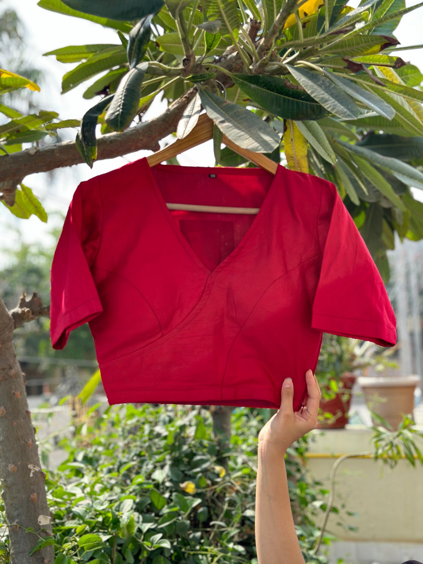 Berry Bliss Red V-Neck Blouse
