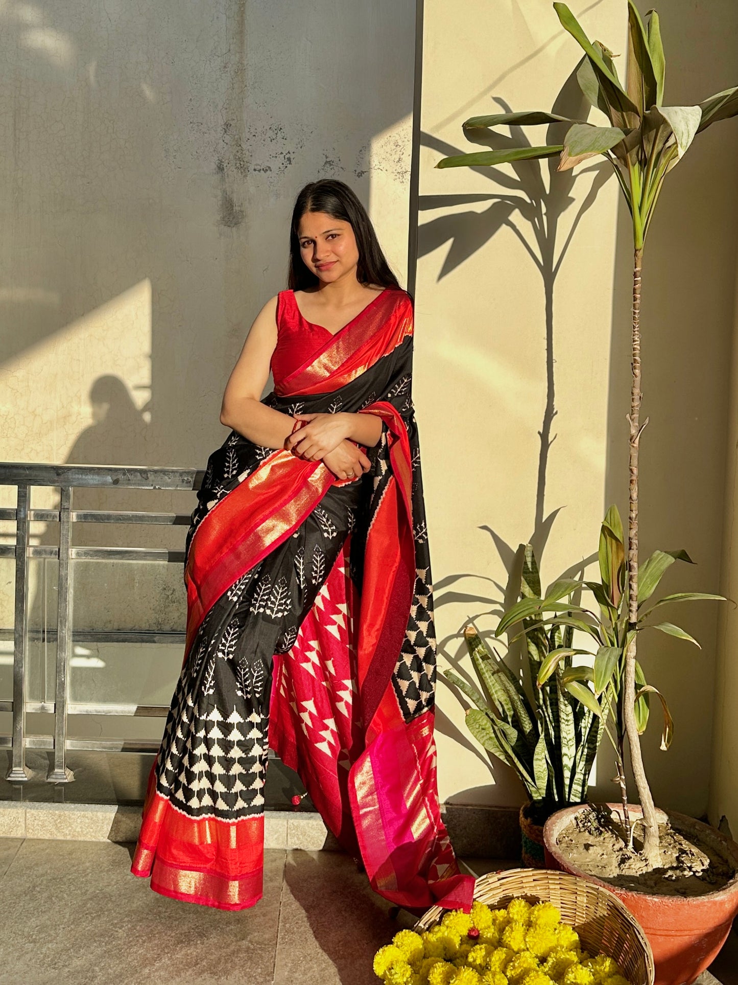 Black velvet saree
