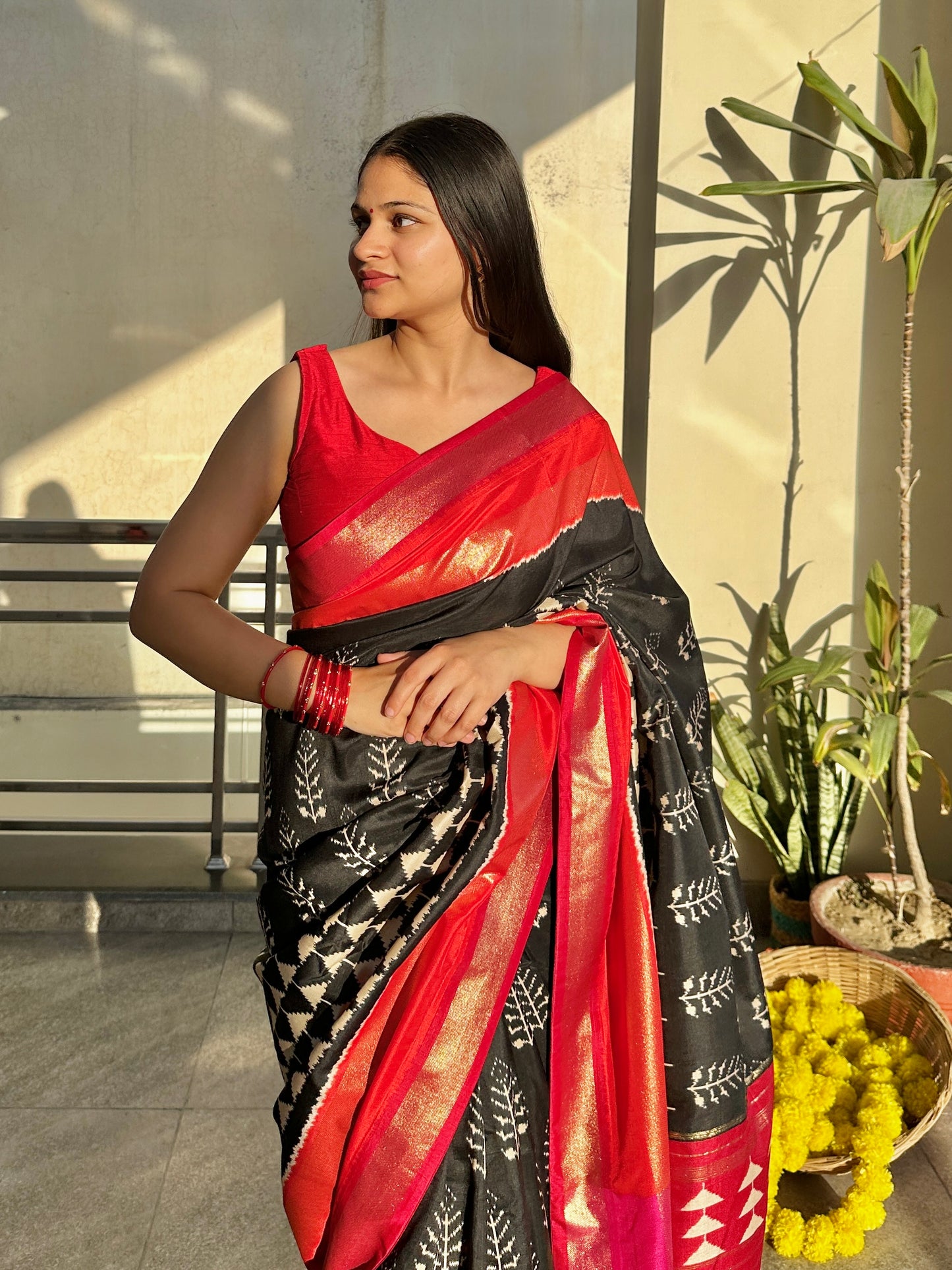 Black velvet saree