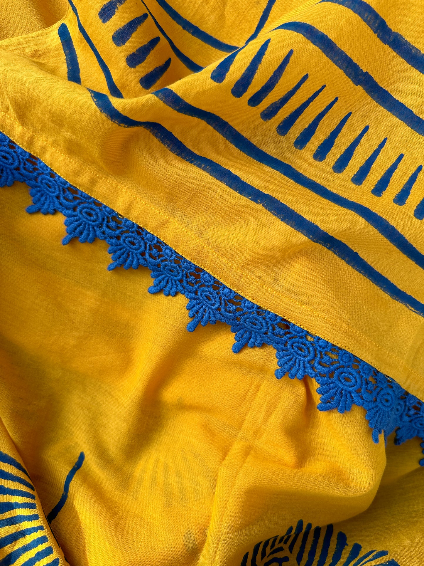Blue & yellow saree