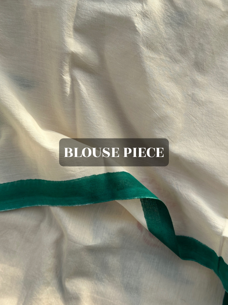 Green saree contrast blouse