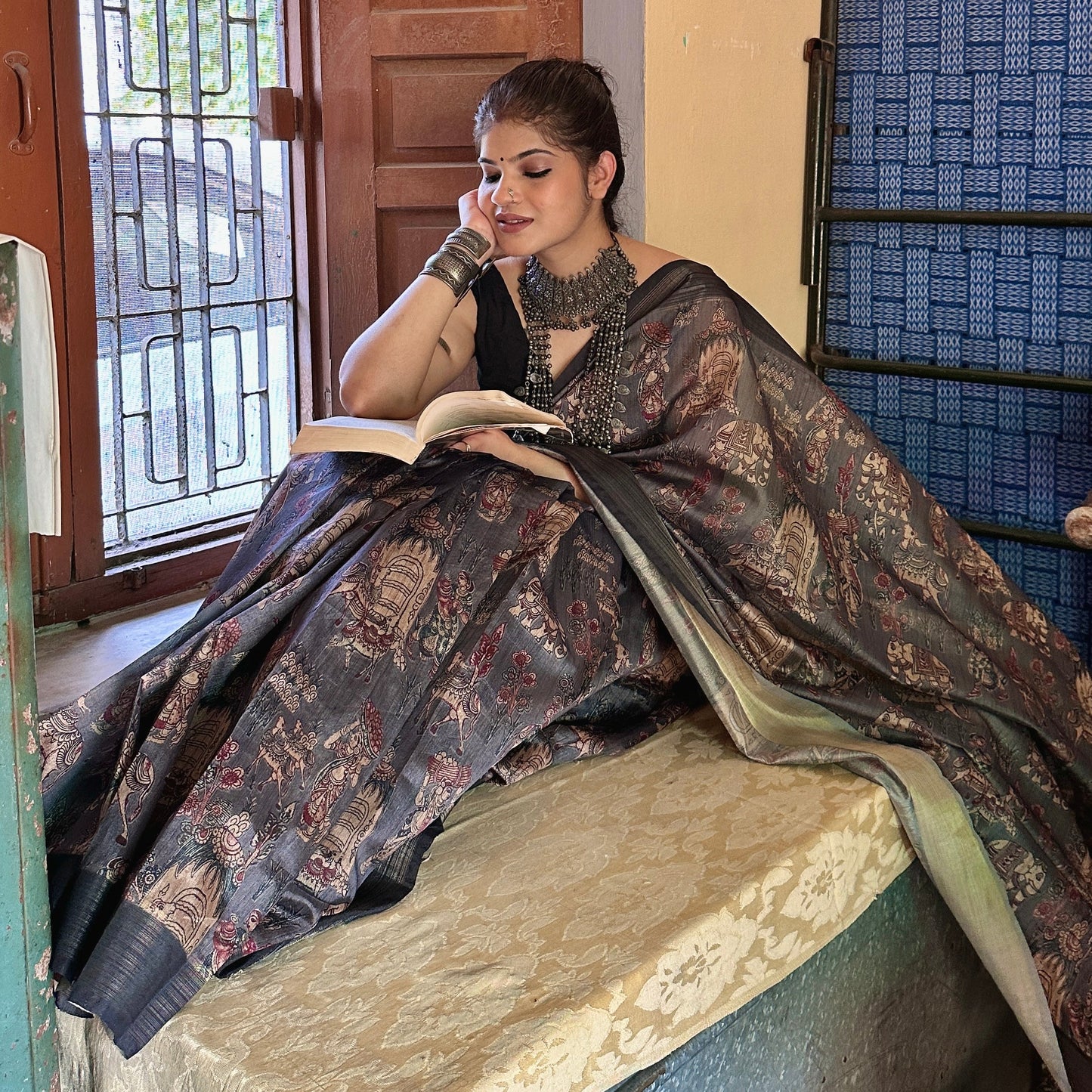 Grey festive wear saree