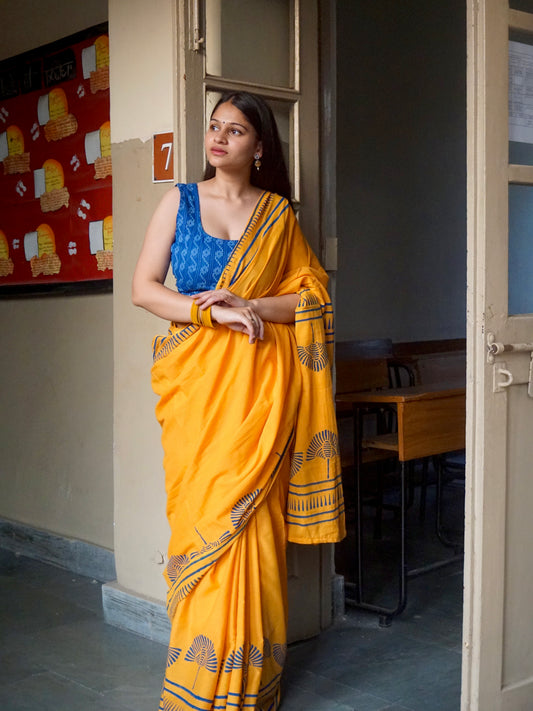 Mustard saree look