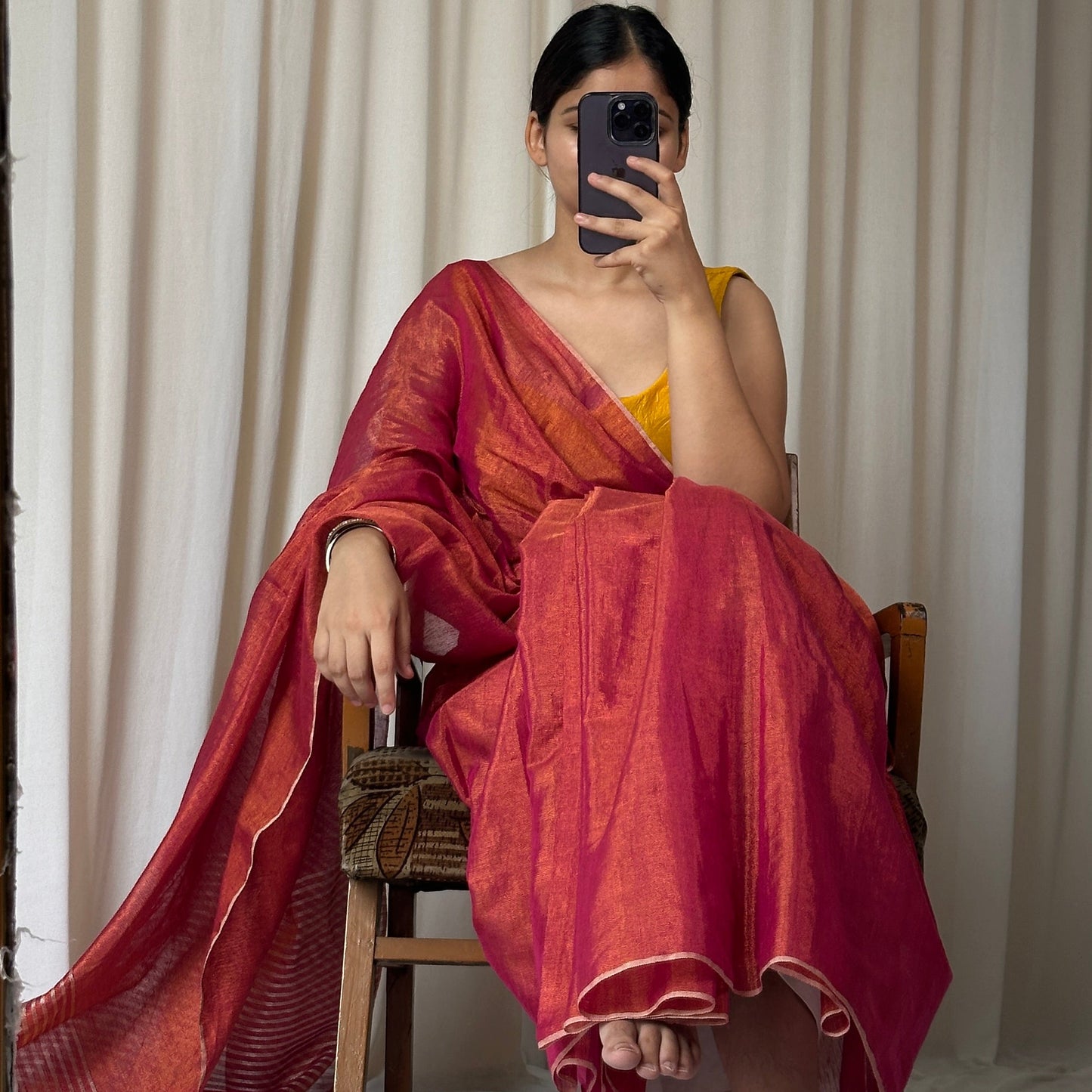 Orange tissue silk saree