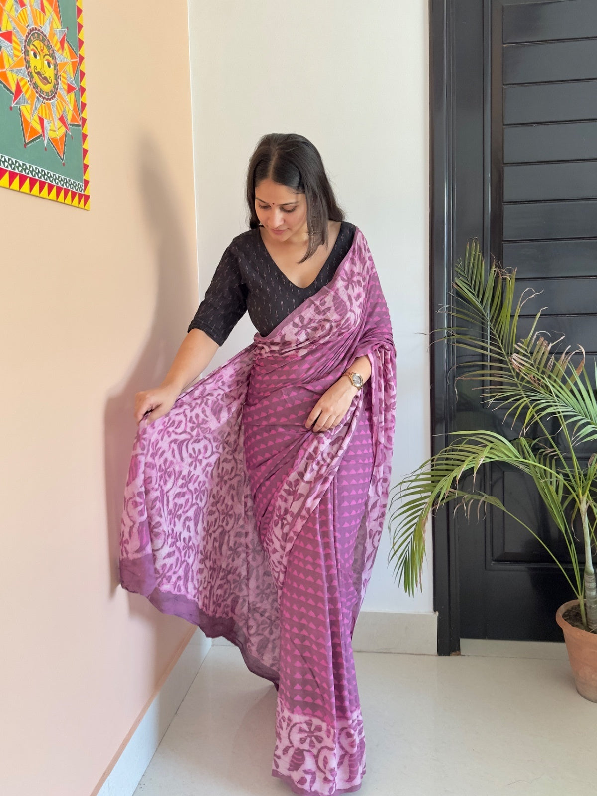Purple workwear saree