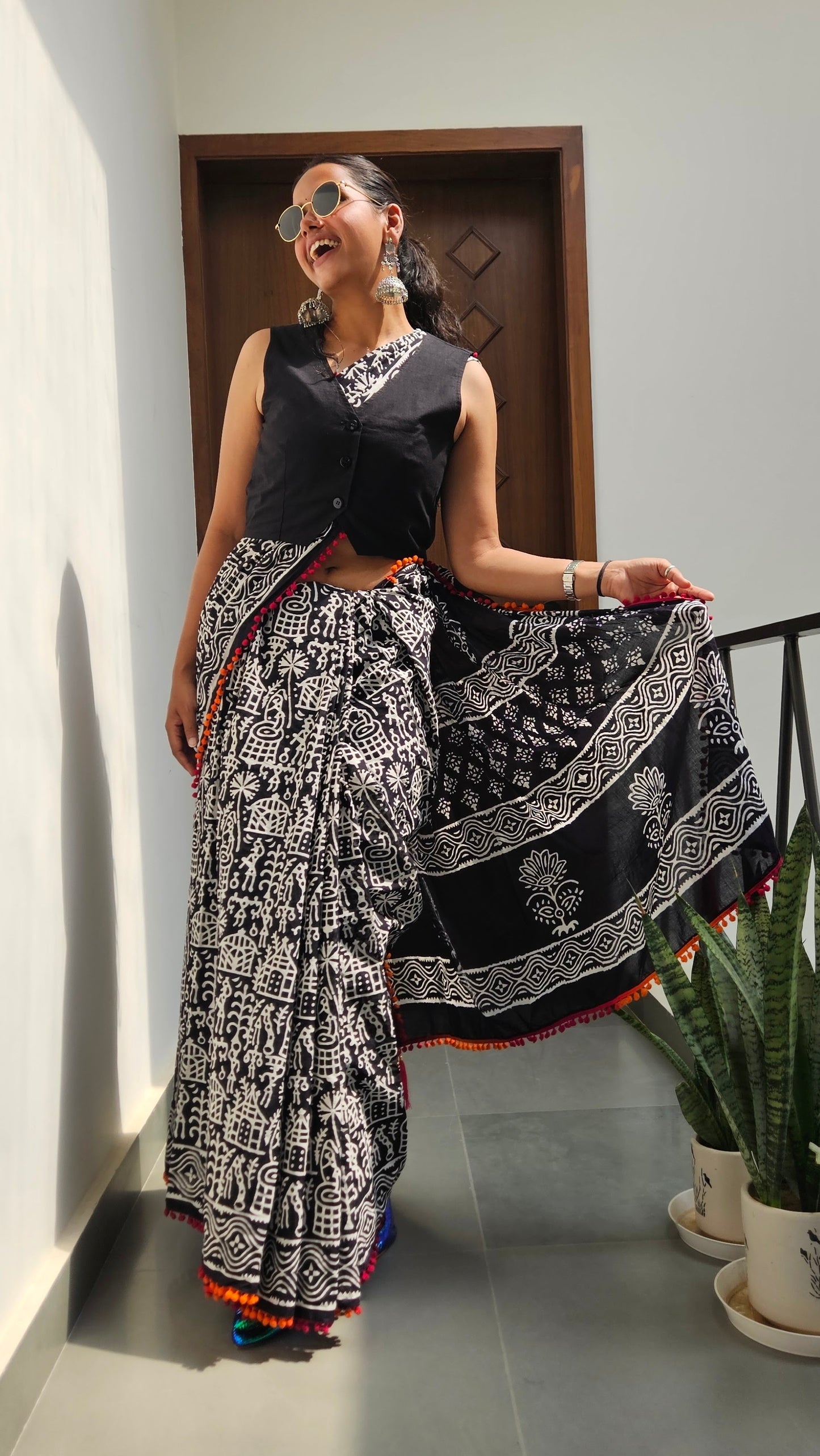 Styling saree with waistcoat