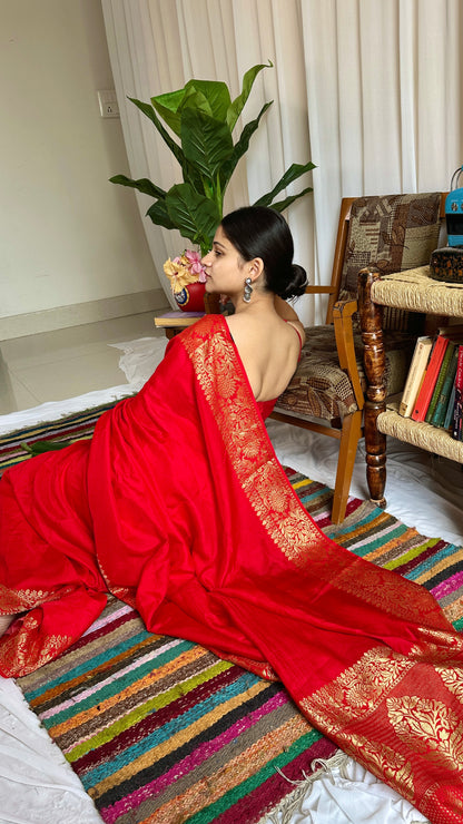 Affordable red silk saree