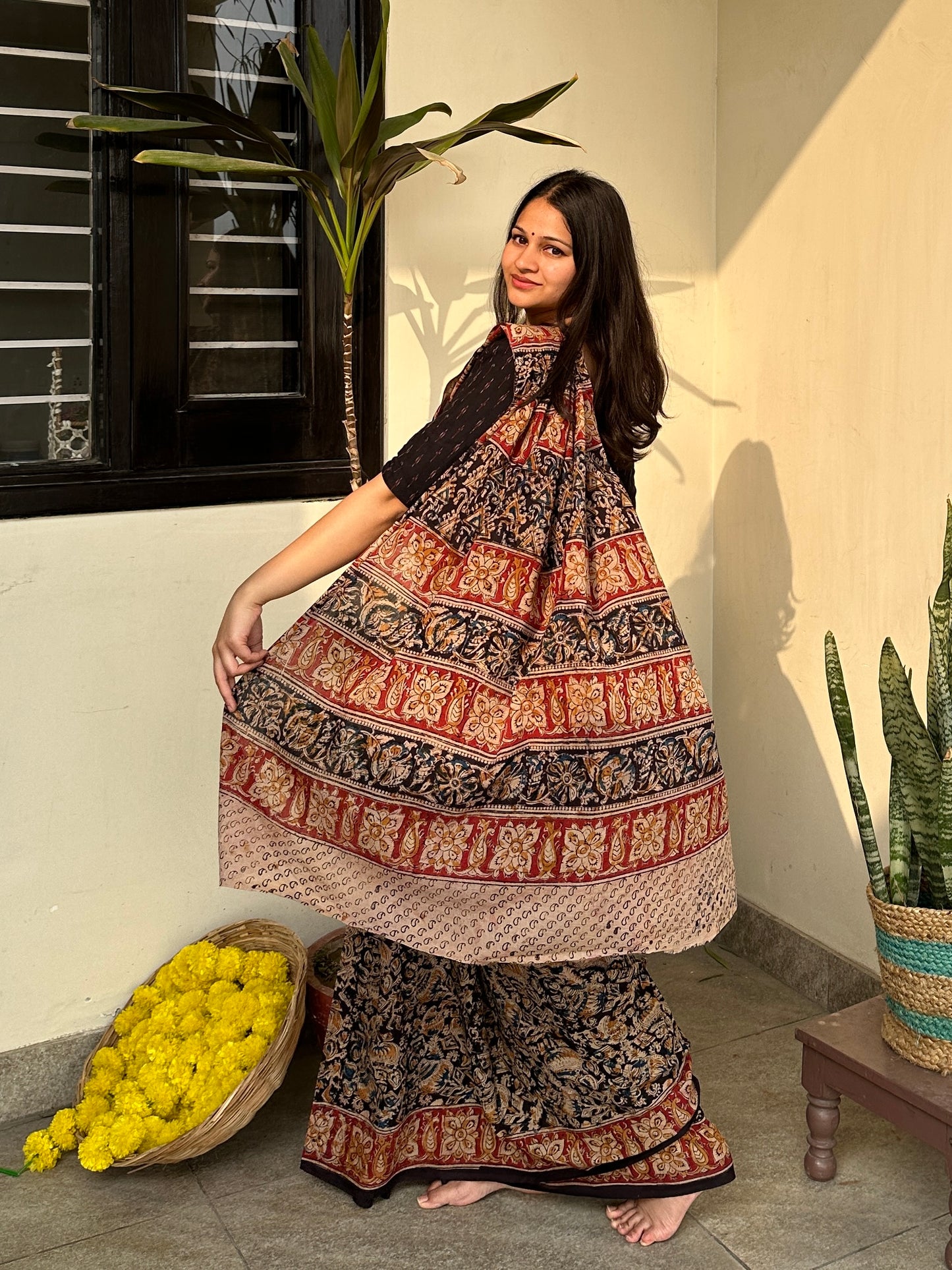 Ajrakh pallu designs 