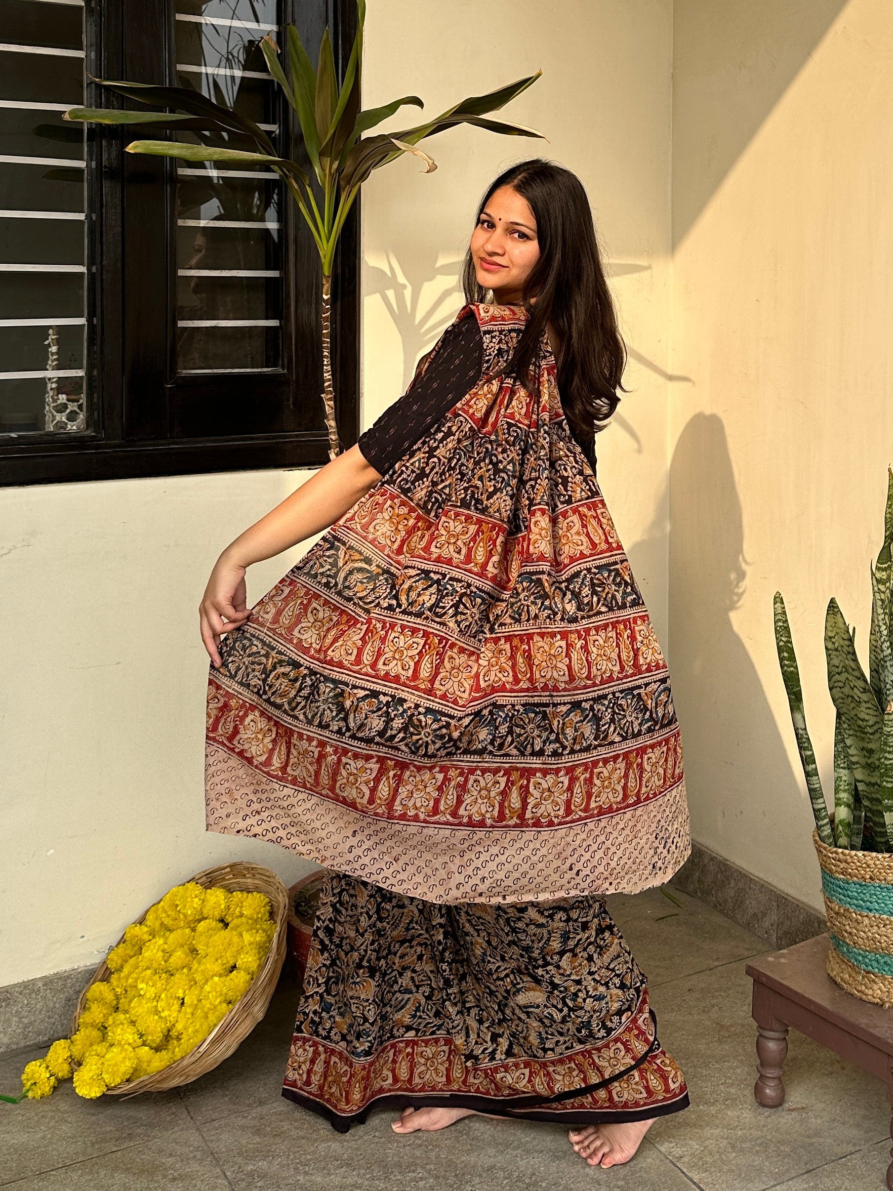 Ajrakh pallu designs 