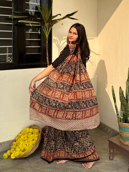 Ajrakh pallu designs 