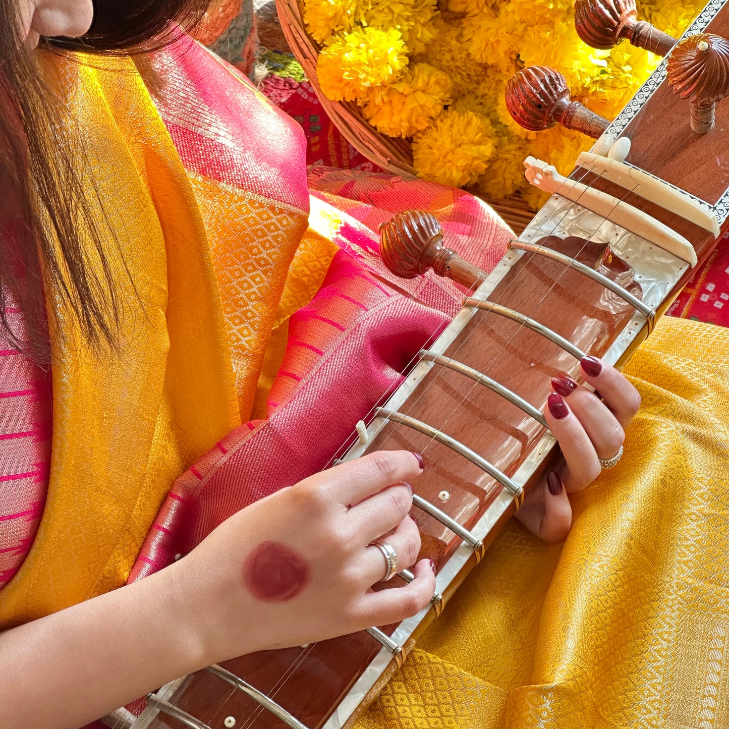 Authentic looking yellow saree