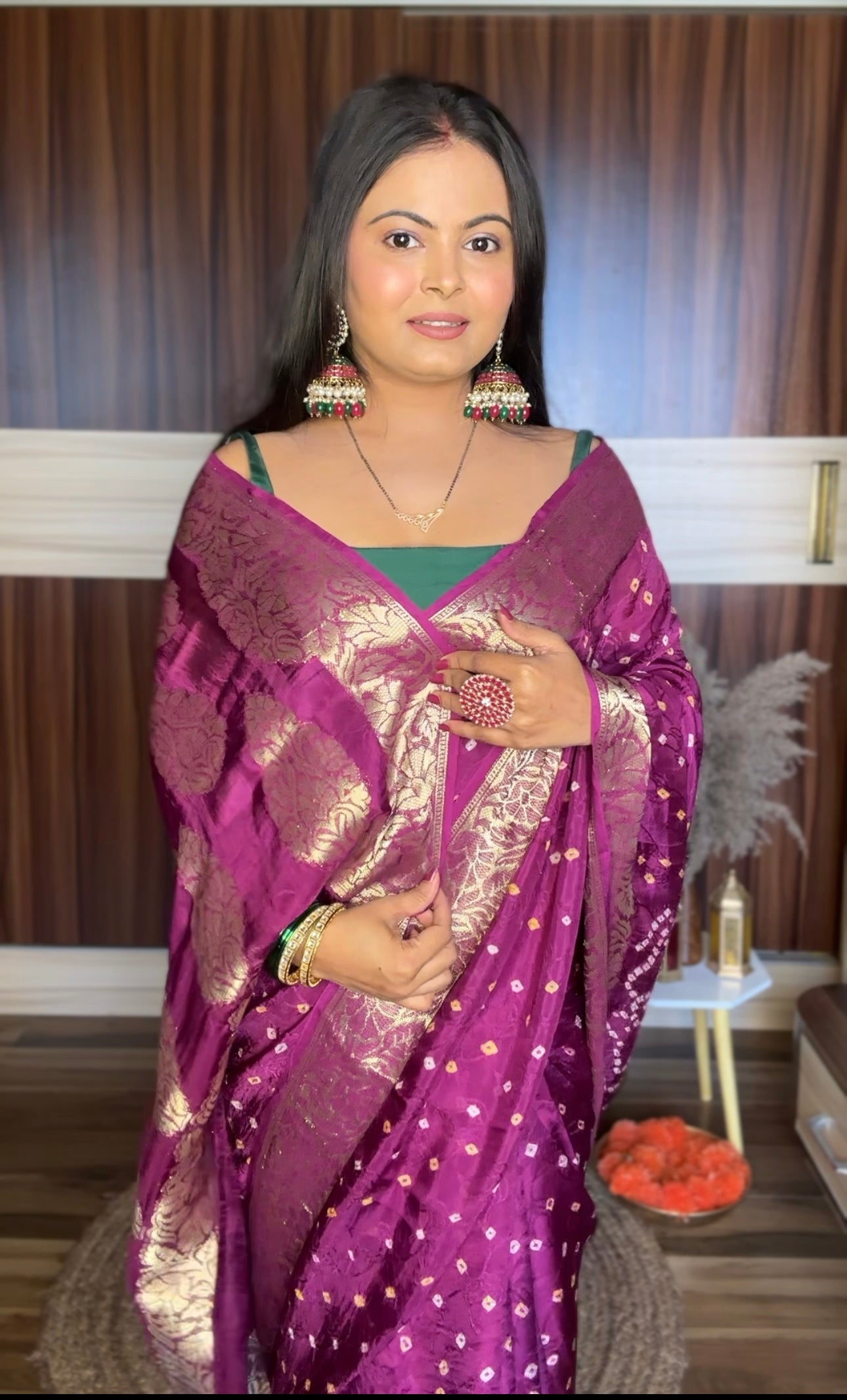 Bandhej silk saree