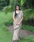 Beige linen saree