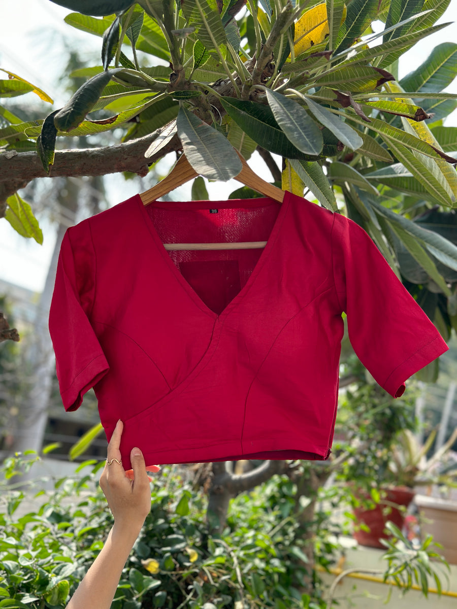 Berry Bliss Red V-Neck Blouse