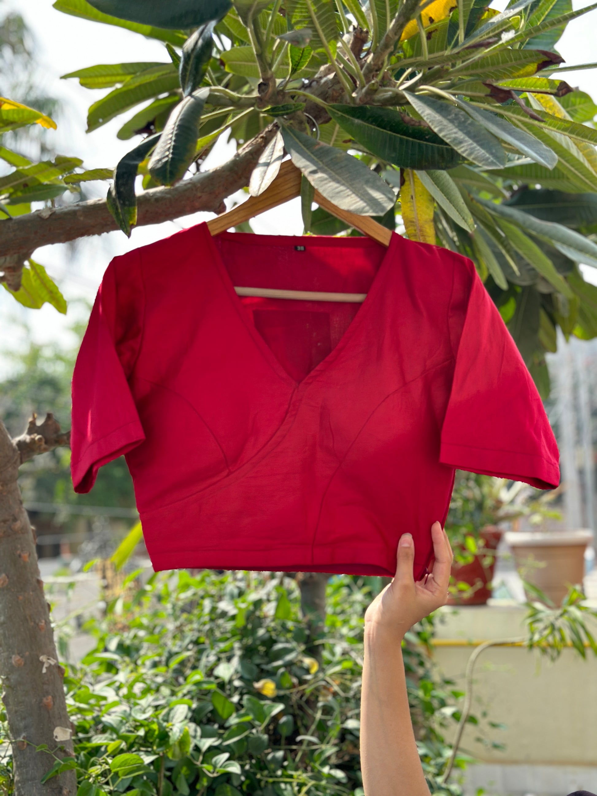 Berry Bliss Red V-Neck Blouse