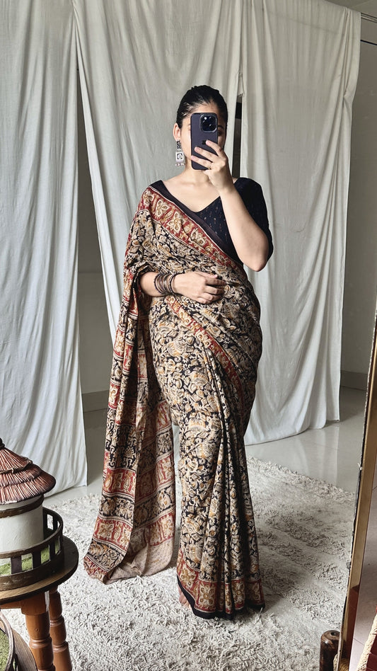 Ajrakh handblock saree 