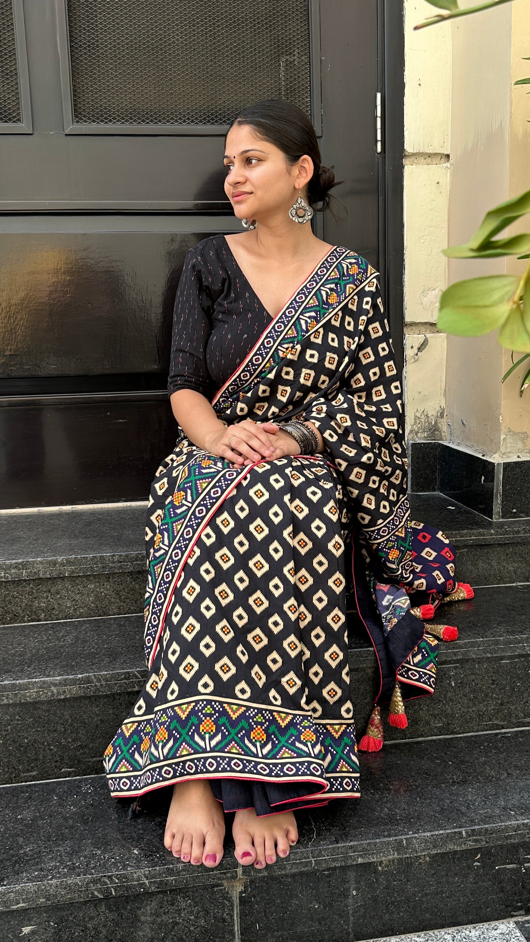 Black boho look saree