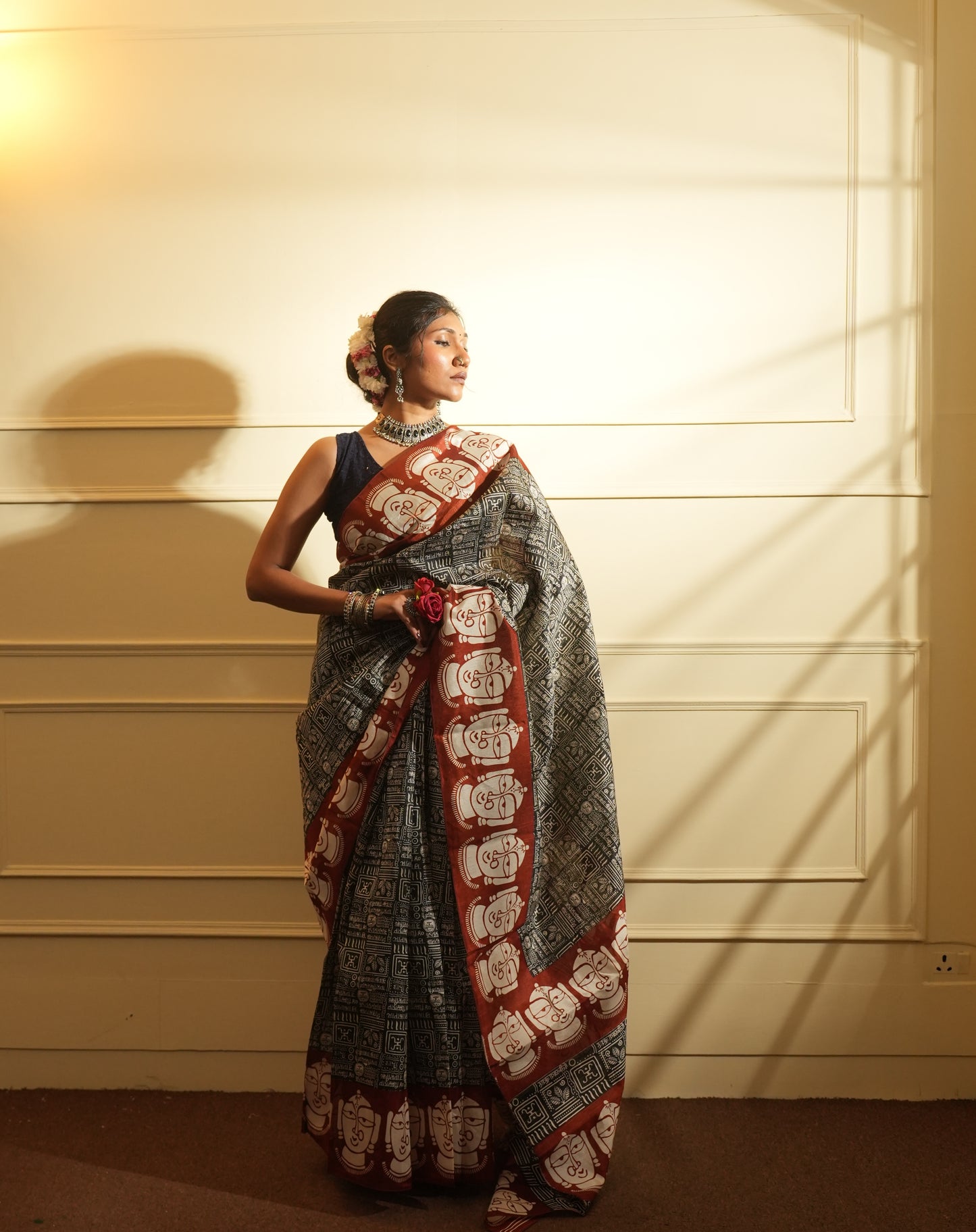 Black & brown saree