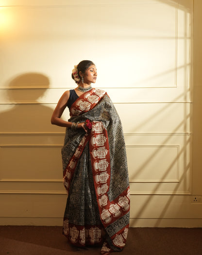 Black & brown saree