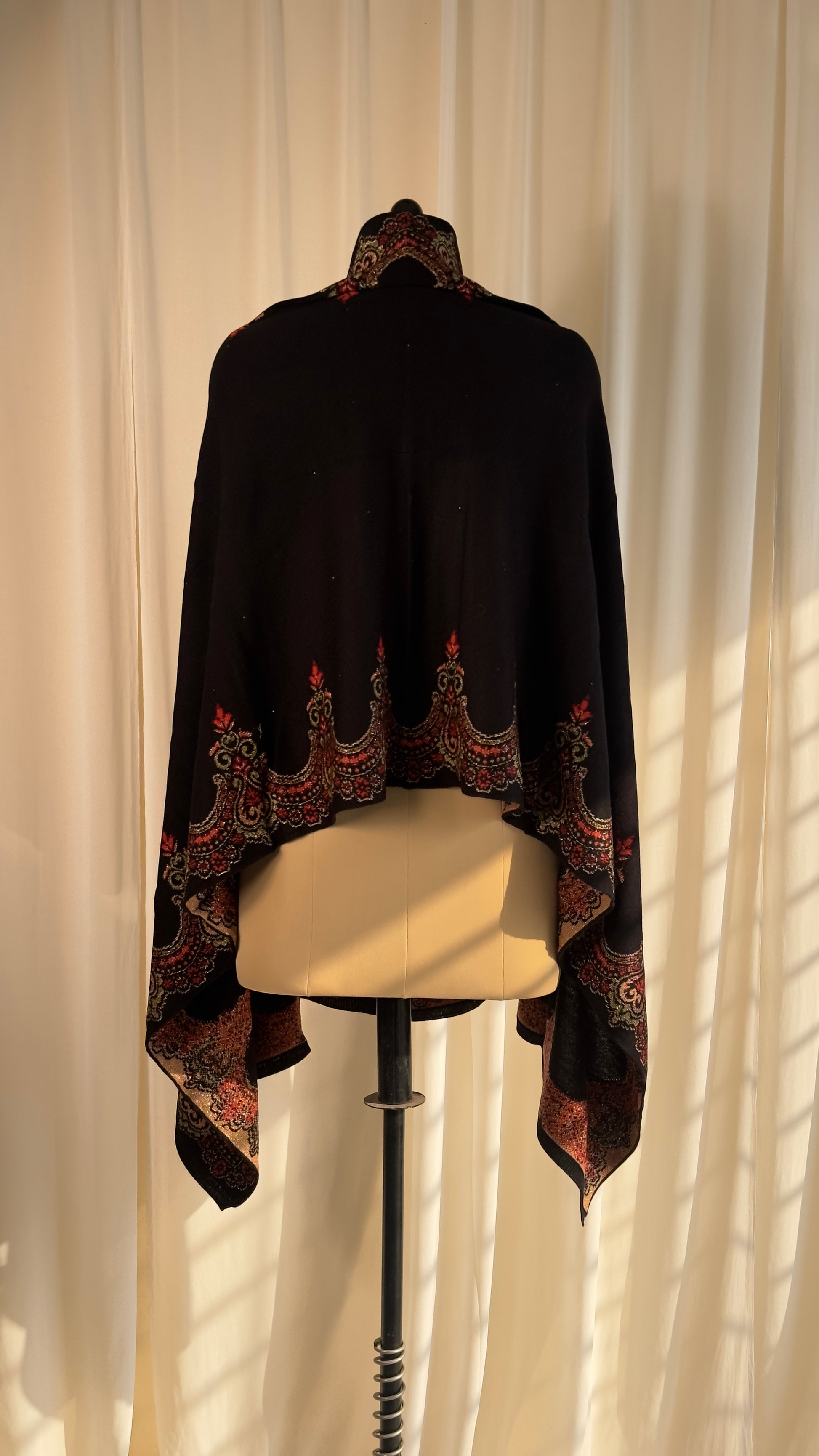 Black shawl with traditional prints