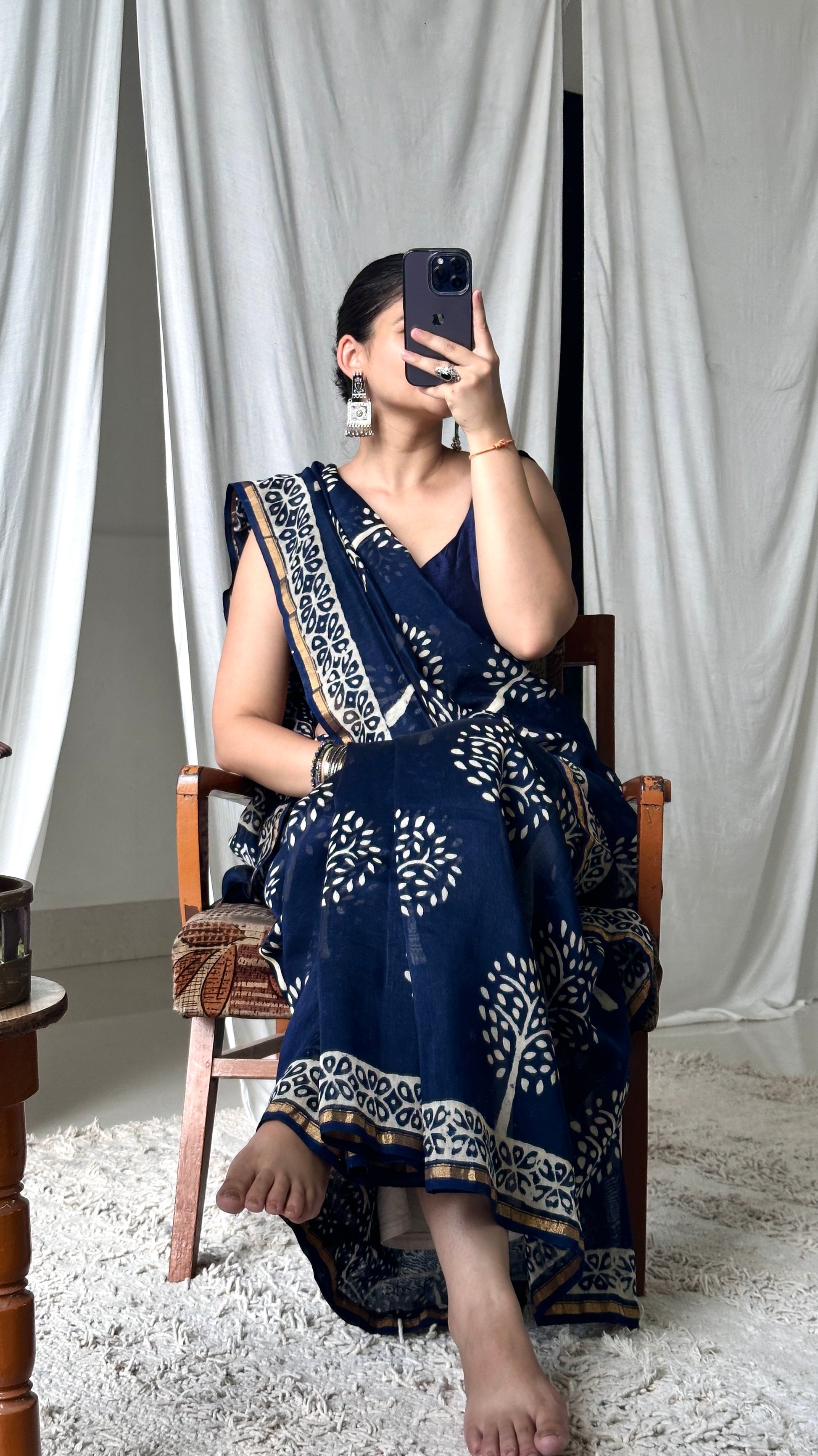 Blue saree look