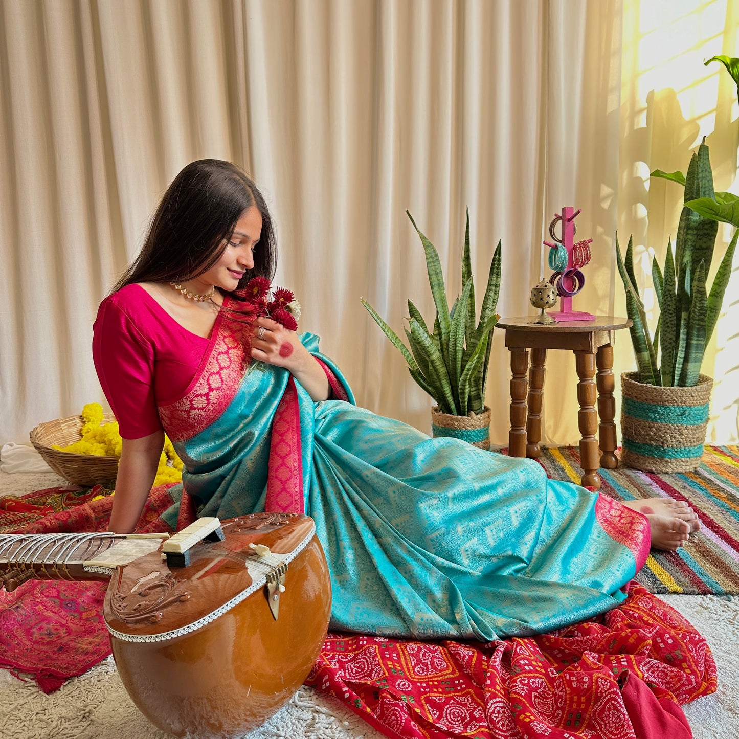 Blue Kanjivaram saree