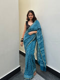 Blue chanderi saree