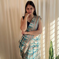 Blue formal check saree