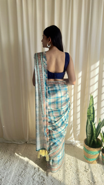 Blue formal office wear saree