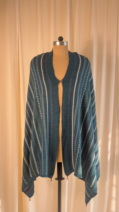 Blue striped shawl
