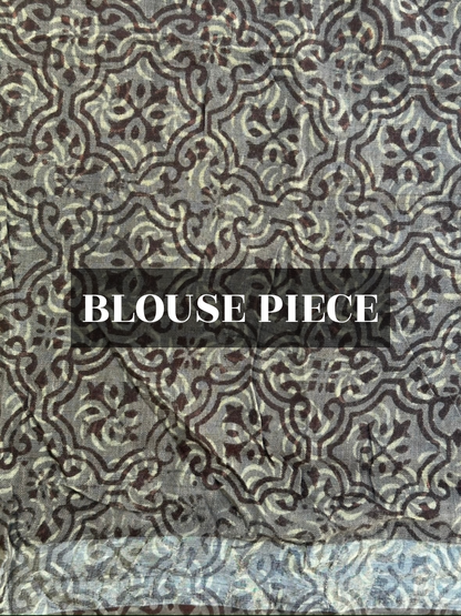 Brown block printed saree