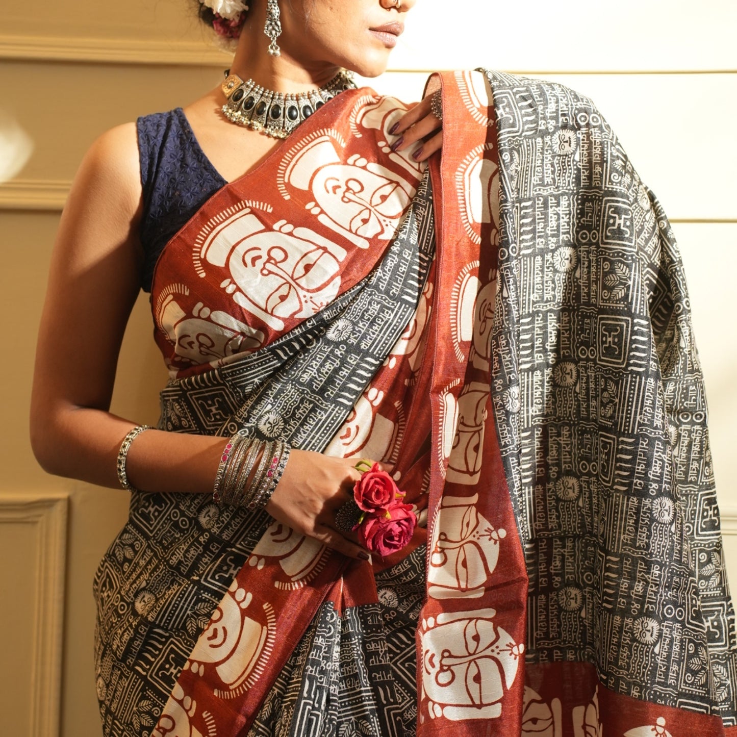 Mantra mode | Temple printed cotton silk saree