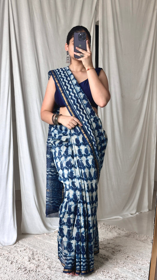 Dabu handblock print saree