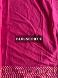 Floral block print cotton saree in magenta pink under ₹2000
