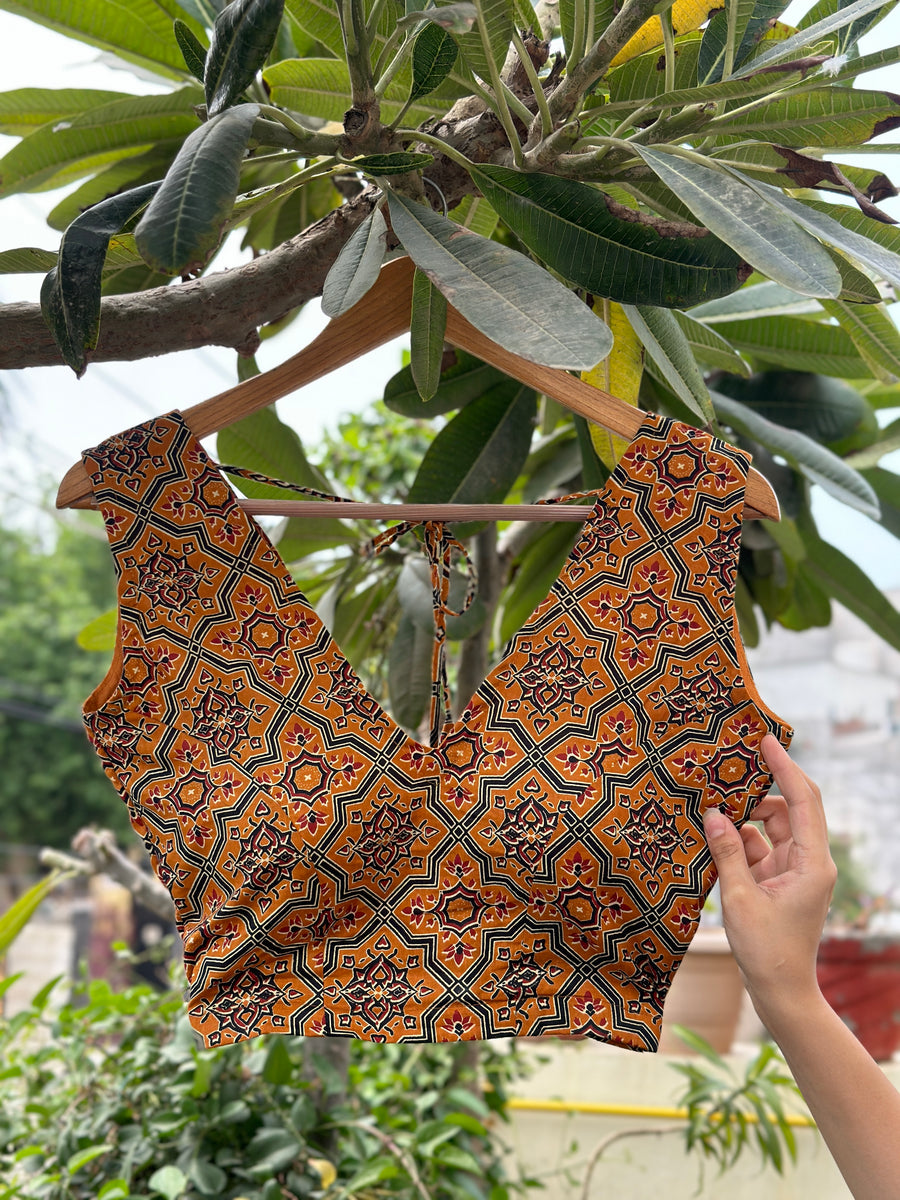 Golden Glow Ajrakh Print Blouse
