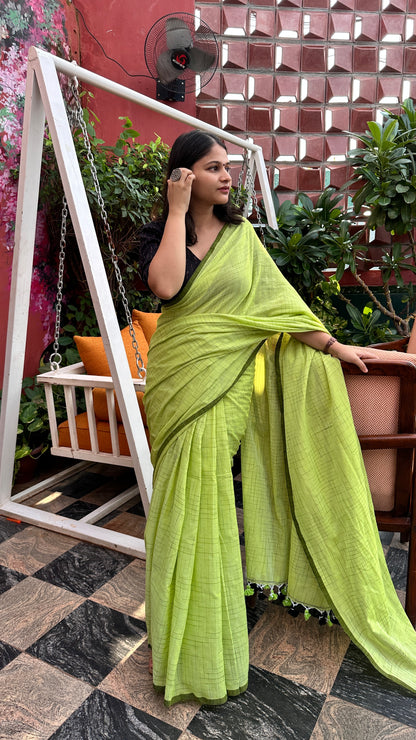 Green blouse combination saree