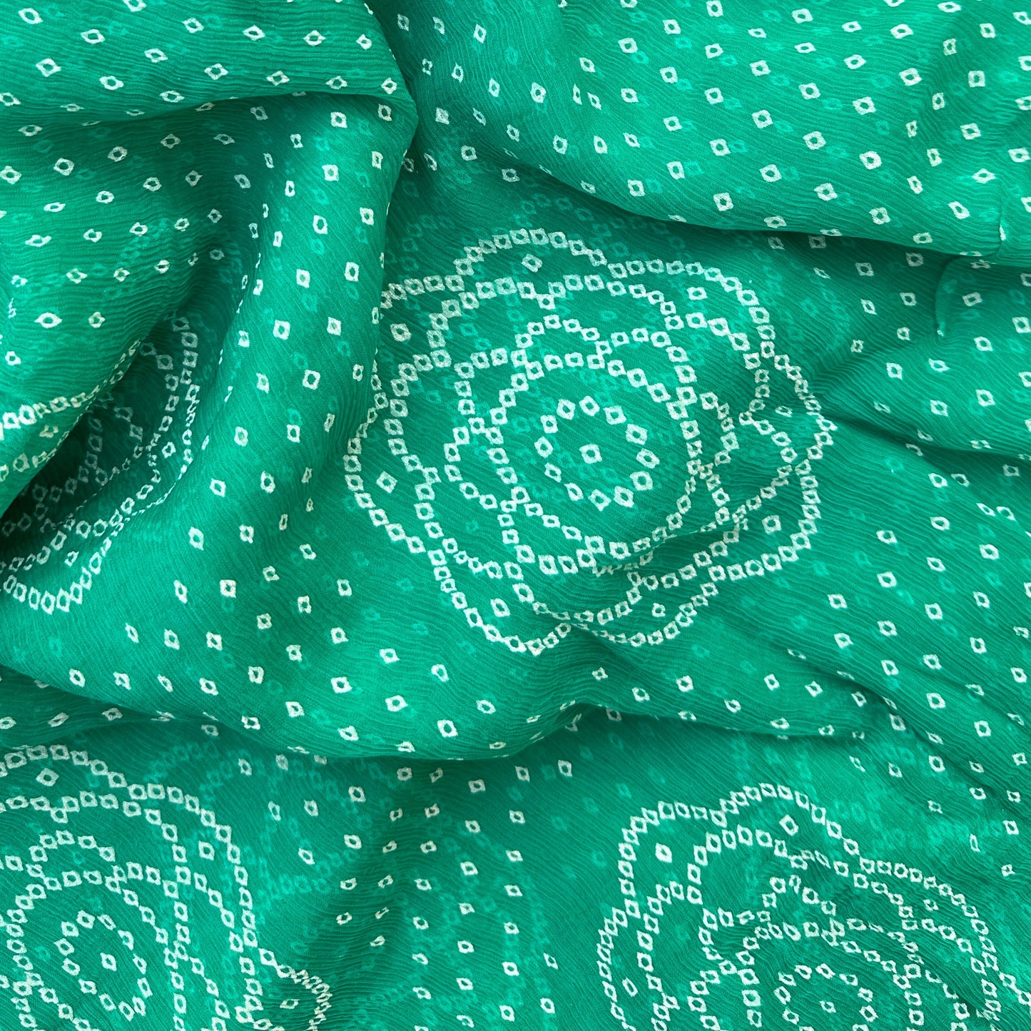 Green bandani saree in chiffon