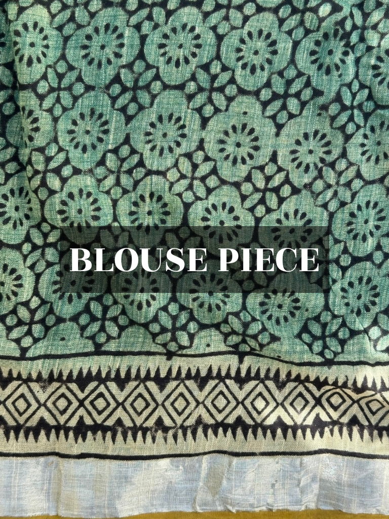 Green block printed blouse 