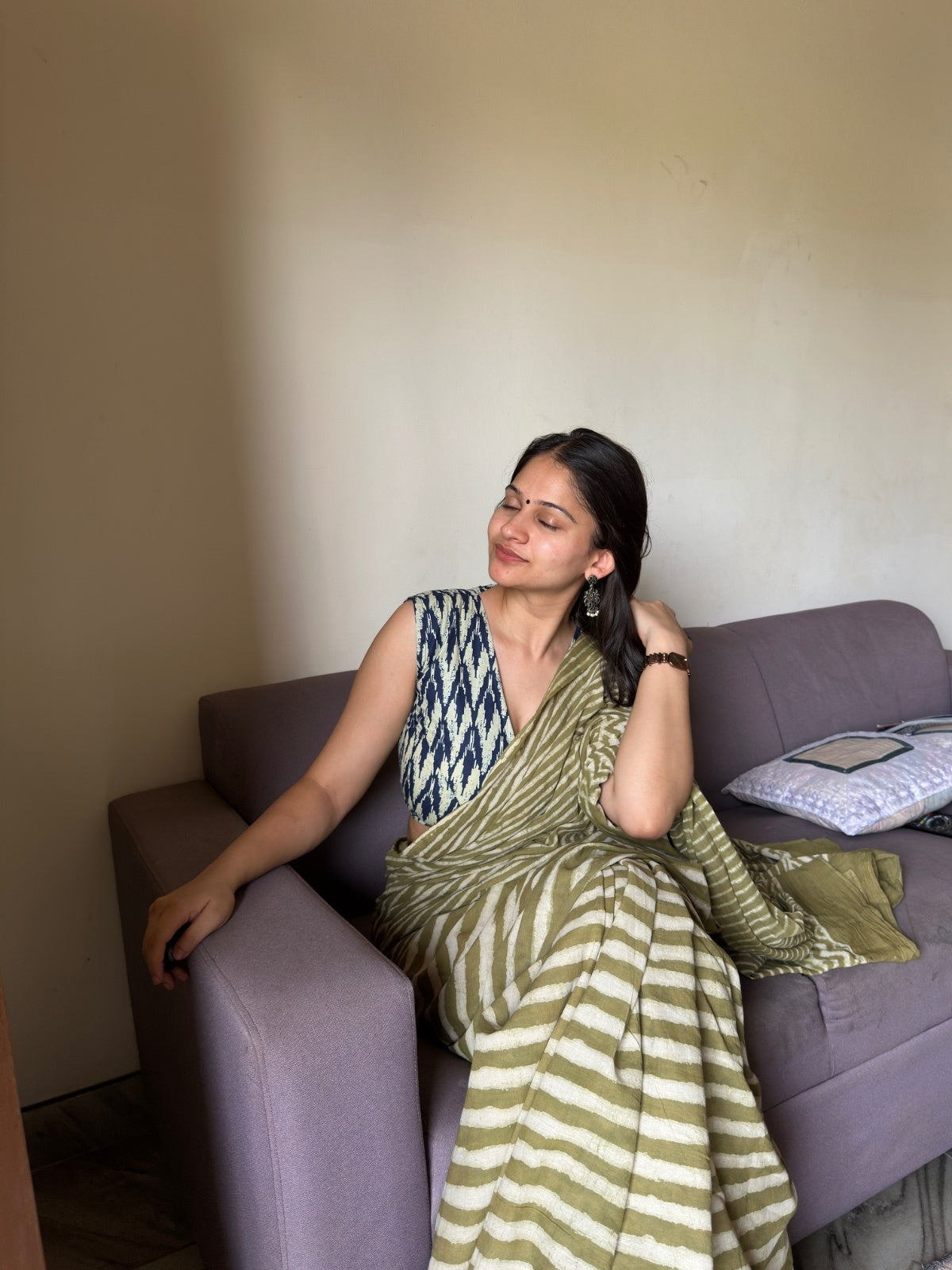 Green & blue Saree combination