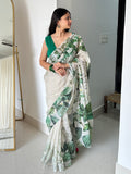 Green border saree for teej