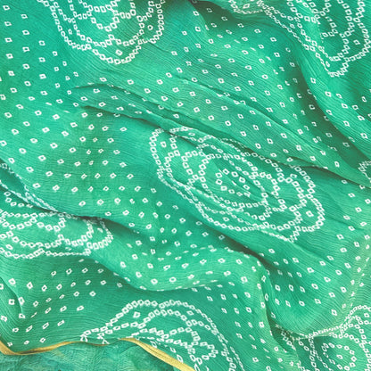 Green chiffon bandhej saree