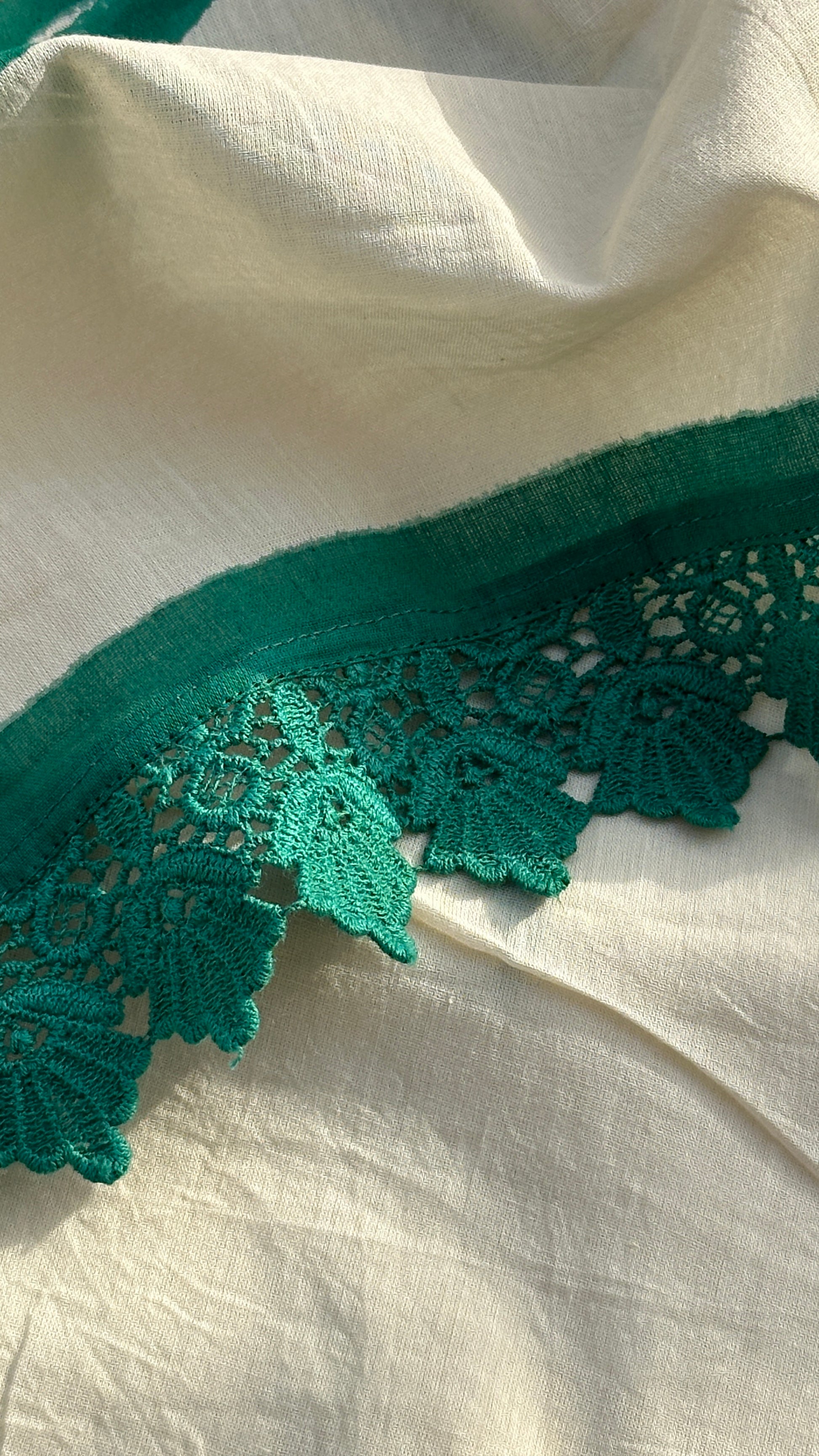 Green lace saree