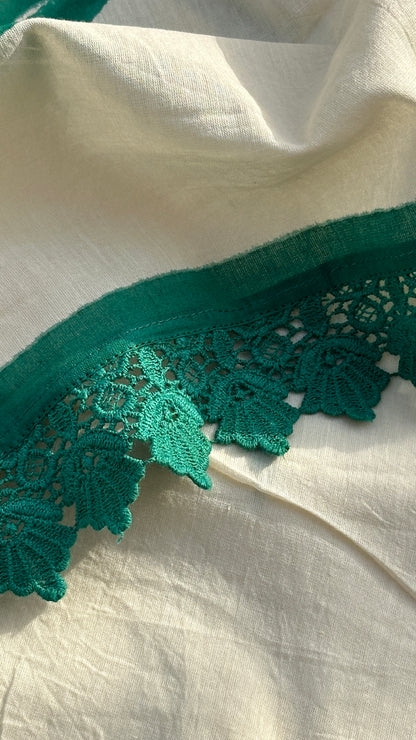 Green lace saree