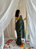 Green leheriya saree in chiffon