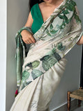 Green linen sarees