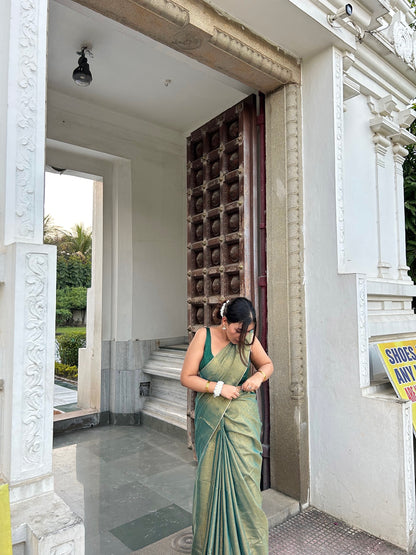 Green saree with green blouse