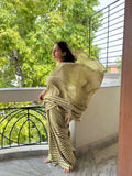 Green striped cotton saree for daily wear
