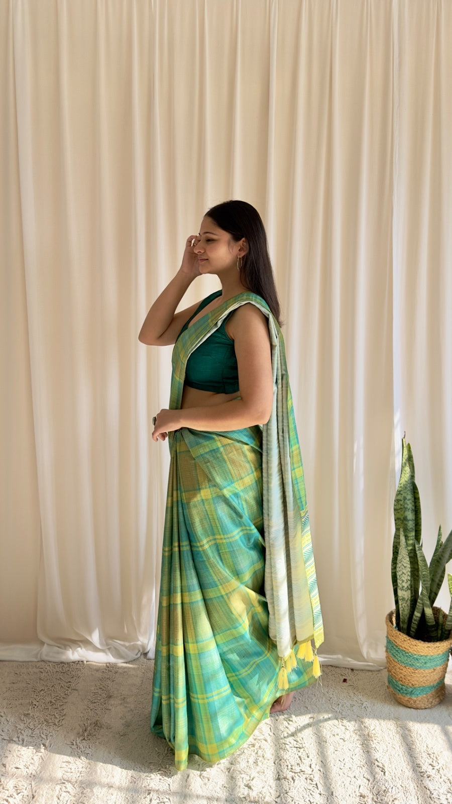 Green & yellow trending saree