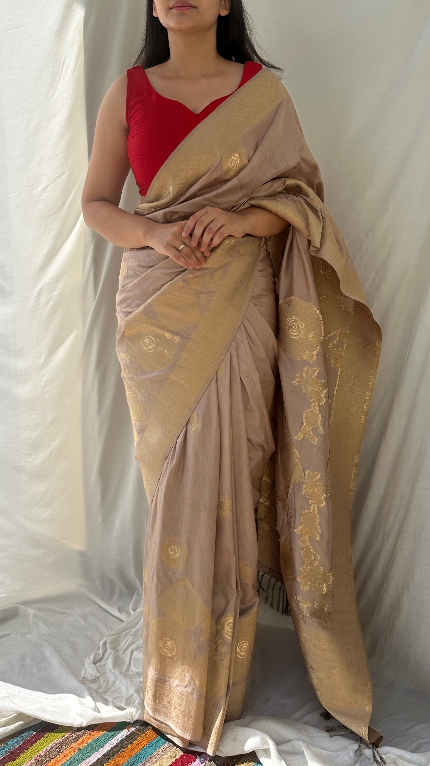 Clay charm | Banarasi silk saree in neutral shade