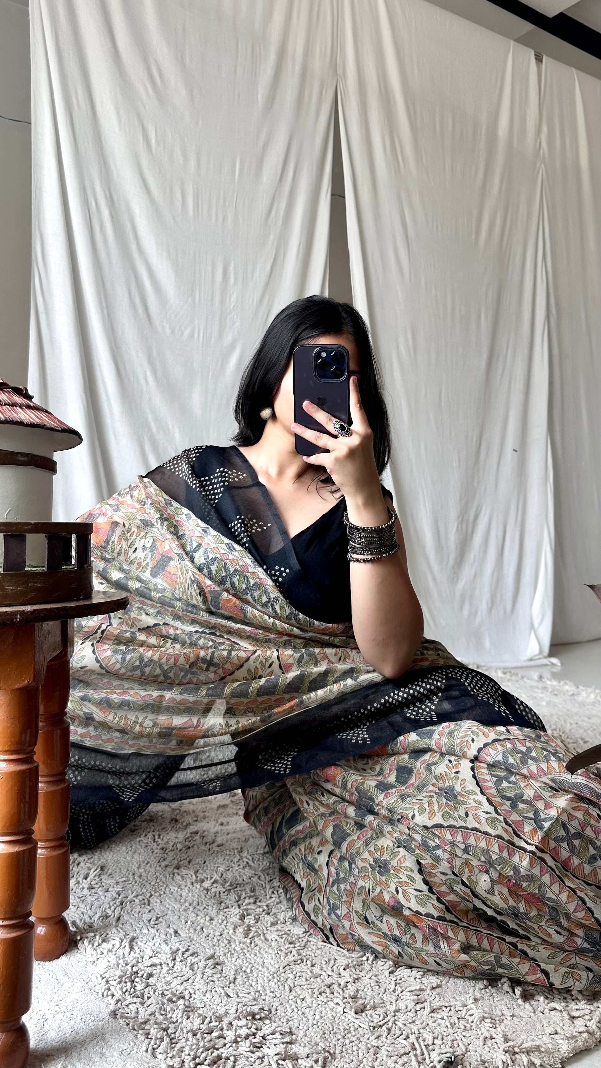 Chanderi cotton kalamkari printed saree 